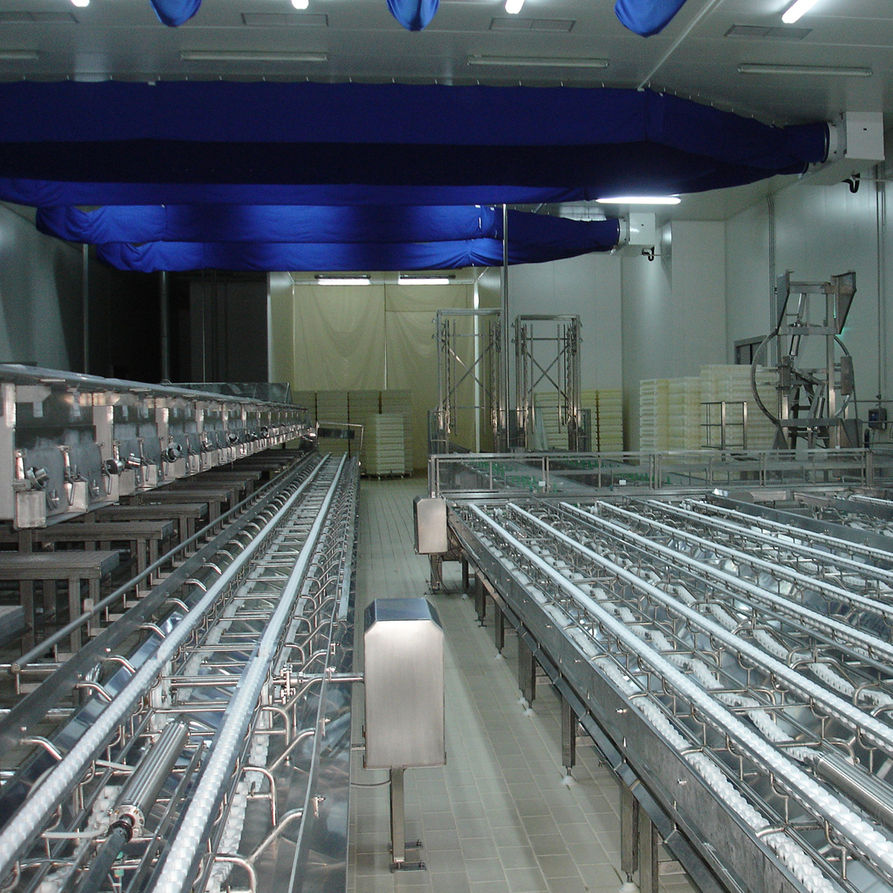 Filling and Draining Cheese Mold Conveyor